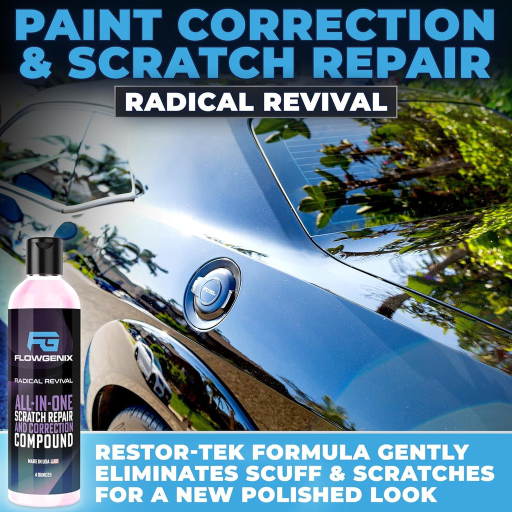 Grand Slam 3-Pack - Includes Tire Shine Gel (8oz), Car Scratch Remover (4oz), Water-Repellent Vinyl and Car Leather Protector (8oz), 2 Microfiber Towels