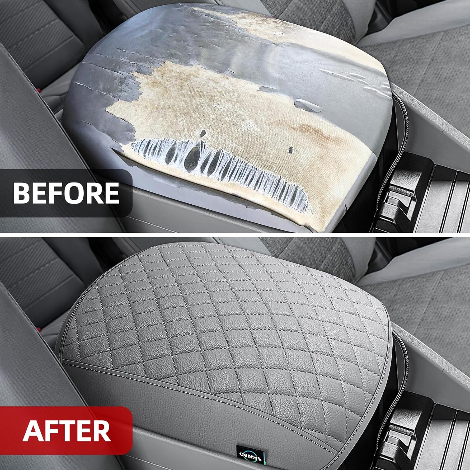 Center Console Cover Fit for 2009-2015 Pilot, Comfortable Armrest Cover Protector Customized Car Accessories, Well-Make PVC Leather Armrest lid Cover for 2009-2015 Pilot （Gray）