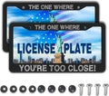 License Plate Cover Black and White License Plate Frames The One Where You’re Too Close Universal Aluminum Car Accessory 2 Pack with Screw Covers Set