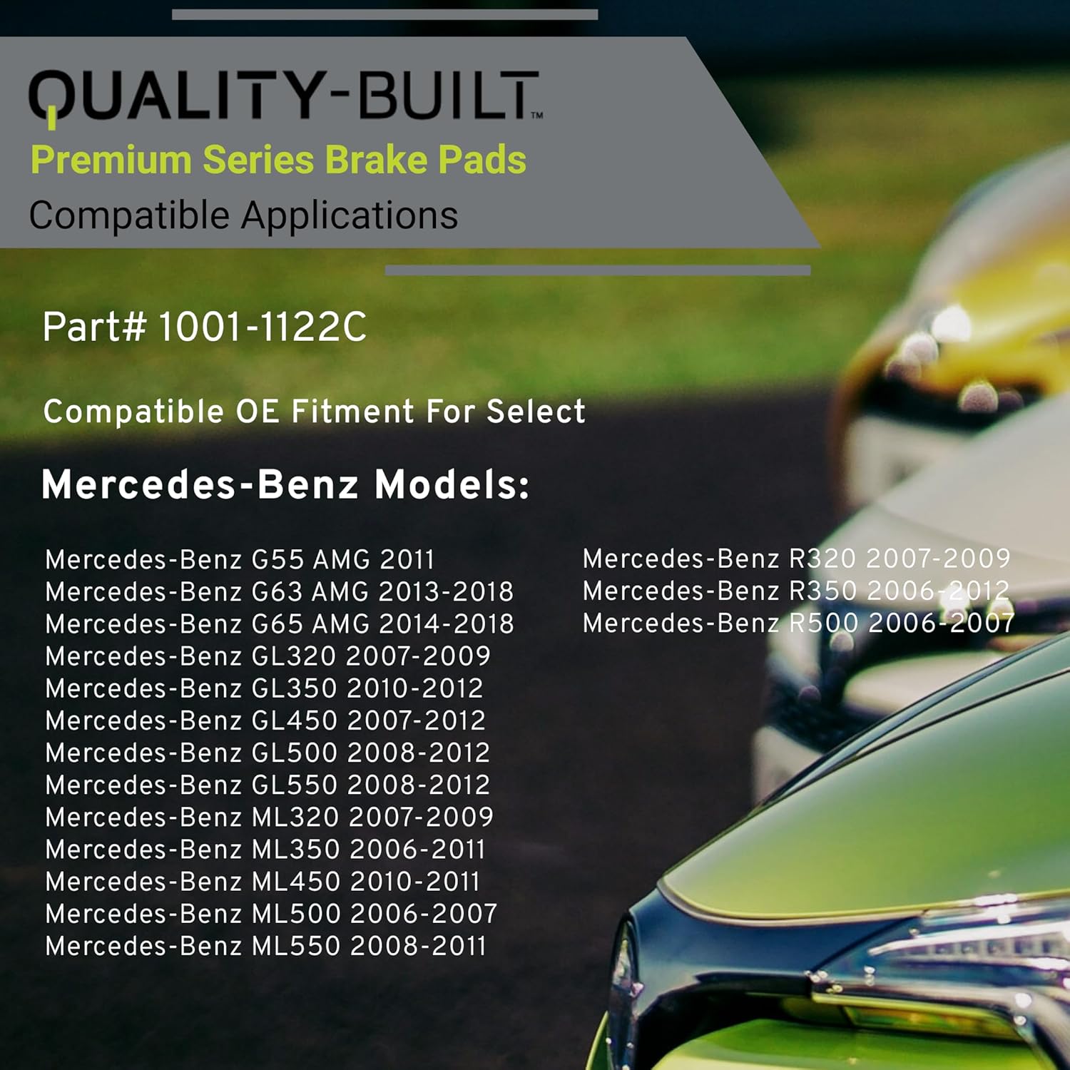 Premium Ceramic Rear Brake Pads (1001-1122C) Compatible with 2006-2018 Mercedes-Benz (G55 AMG/G63 AMG/G65 AMG/GL320/GL350/GL450/GL500/GL550/ML320/ML350/ML450/ML500/ML550/R320/R350/R500)