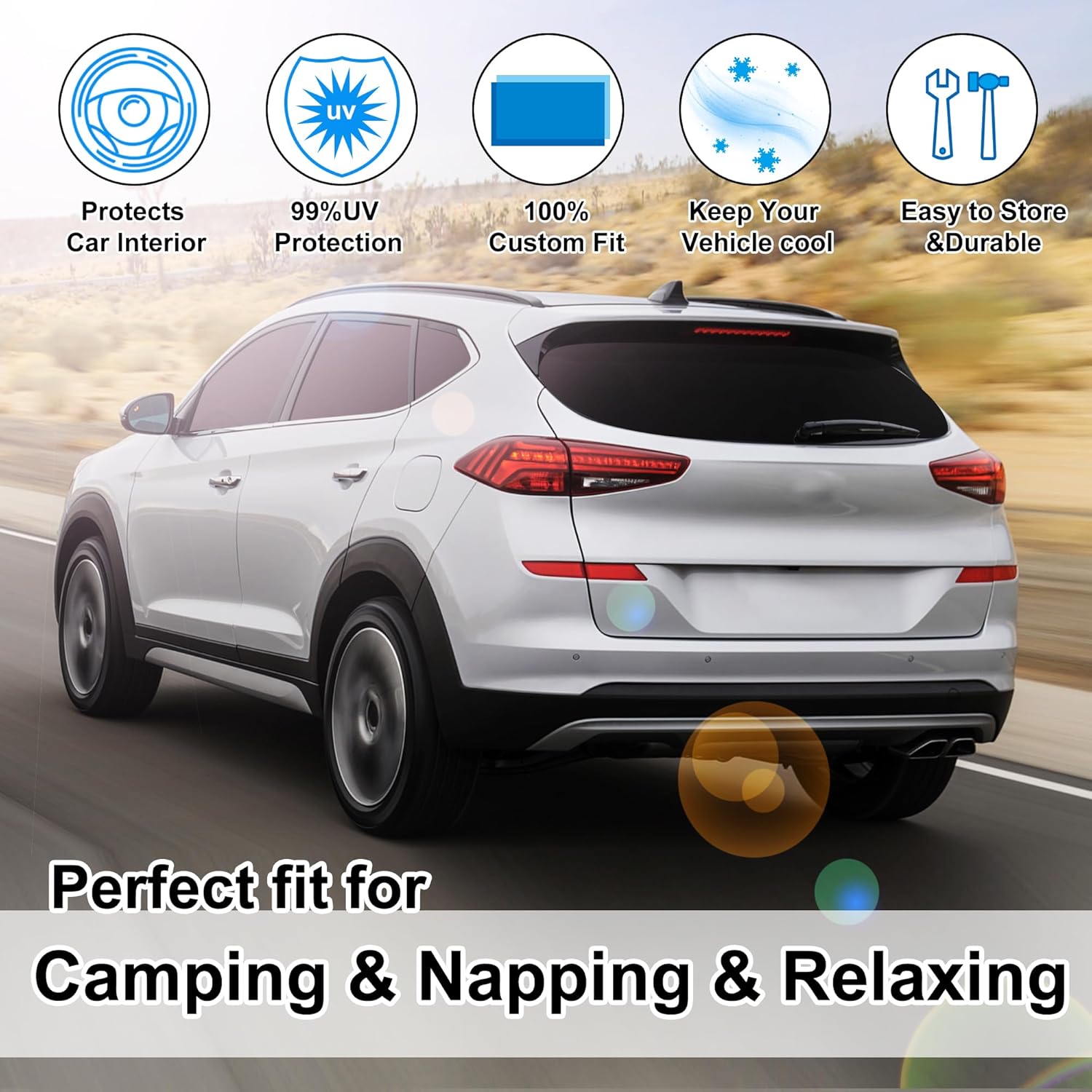 TINGLU Window Shades for Hyundai Tucson 2016-2021 (Not for 2022 Tucson) Accessories Car Side Full Windows Rear Triangular Windshield Sun Shade Sun UV Rays Privacy Protection for Camping Napping 8PCS