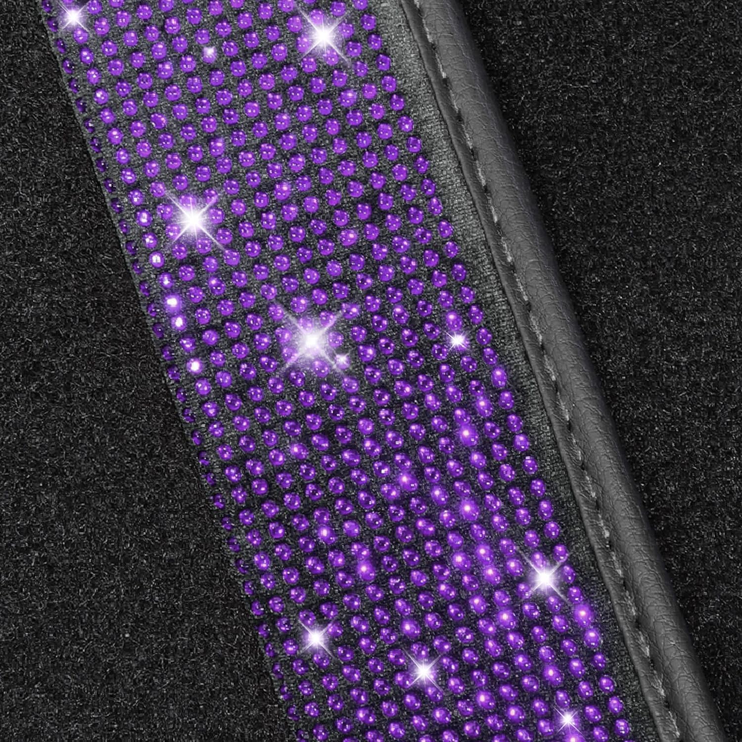 NBTEPEM Purple Violet Bling Car Floor Mats Full Set, Universal Fit Most Cars,SUV, Trucks, 4 pcs Sparkle Glitter Diamond Carpet for Women Girls with Anti-Slip Pad (Purple Violet Diamond)