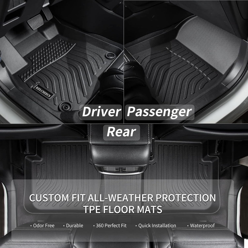 KELCSEECS® Floor Mats Custom for Chevrolet Chevy Colorado & GMC Canyon 2023 2024 2025,All Weather Protection TPE Floor Liners Front Row and Second Row Full Set Accessories Black