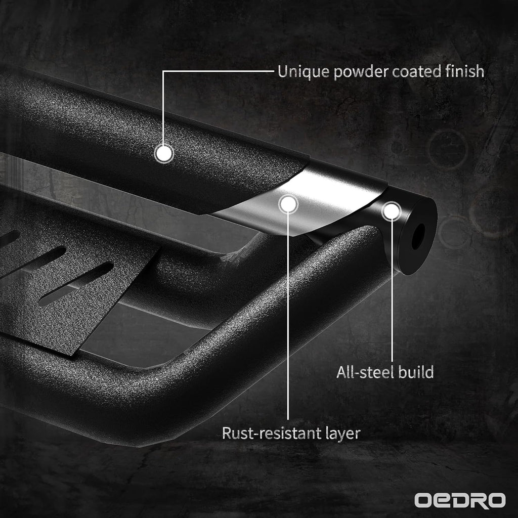 OEDRO Running Boards Compatible with 2019-2025 Chevy Silverado/GMC Sierra 1500, 2020-2025 2500HD 3500HD Crew Cab(Excl. 2019 1500 LD/Limited), Bolt-on Side Steps Steel Nerf Bars