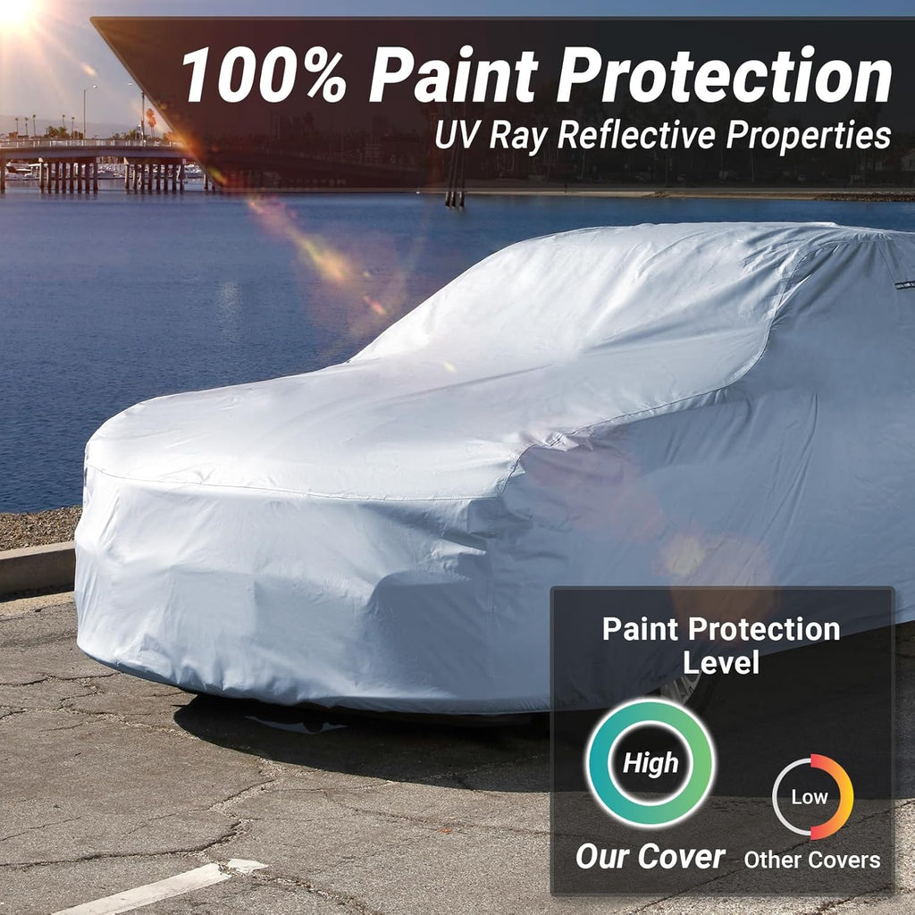 iCarCover 18-Layer Car Cover Waterproof All Weather, Premium Quality Car Covers for Automobiles, UV Protection, Z3, Z4, Crossfire, Solstice, Miata MX-5, Fits 155-163 Inches