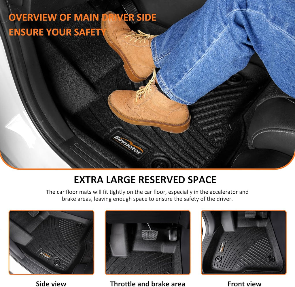Binmotor-All Weather Floor Mats for Kia Sorento Hybrid 2025 2024 2023 2022 2021(PHEV & HEV), 1st & 2nd & 3rd Row Full Set, Heavy Duty TPE Car Floor Liners Black for Kia Sorento Hybrid Accessories