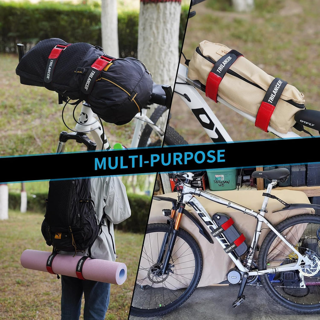 Bike Rack Straps with Extra-Wide Silicone Anti-Slip Coating, 2-Pack Trilancer Adjustable Bike Wheel Stabilizer Strap with Hook and Loop for Car and Wall Mount,Transportation and Storage (29.5''x1.5'')