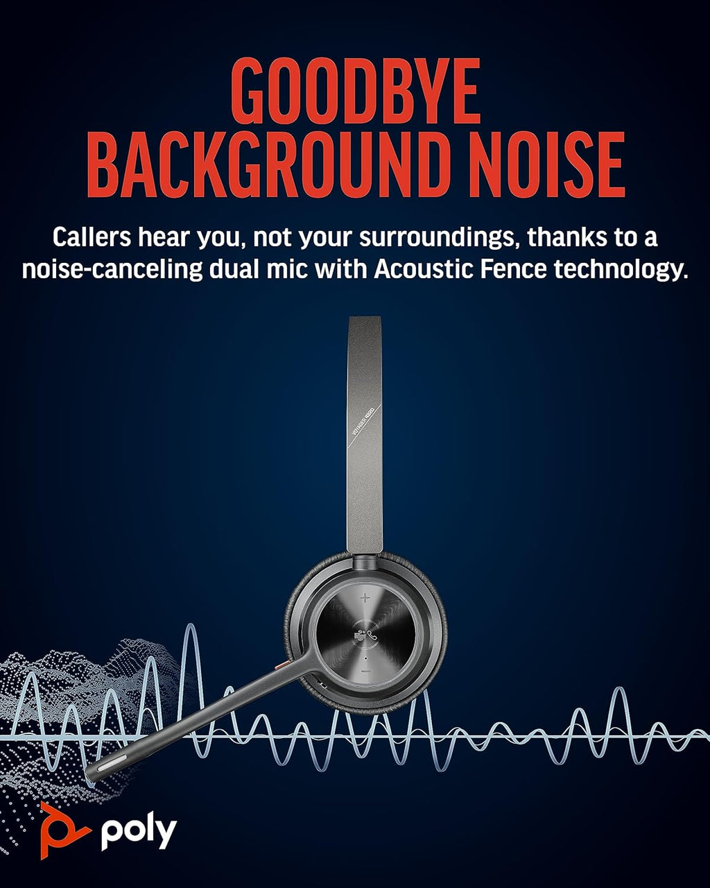 Poly Voyager 4320 UC Wireless Headset (Plantronics) - Stereo Headphones w/Noise-Canceling Boom Mic - Connect PC/Mac/Mobile via Bluetooth - Works w/Teams (Certified), Zoom, & More - Amazon Exclusive