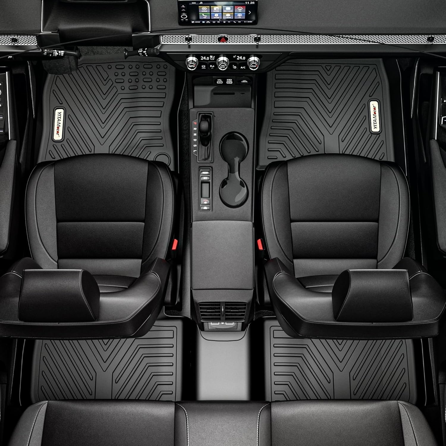 YITAMOTOR Floor Mats Compatible with 2019-2023 Ford Ranger Supercrew Cab, Custom Fit TPE 2023 Ranger Floor Liners 1st & 2nd Row All-Weather Protection Car Mats, Black