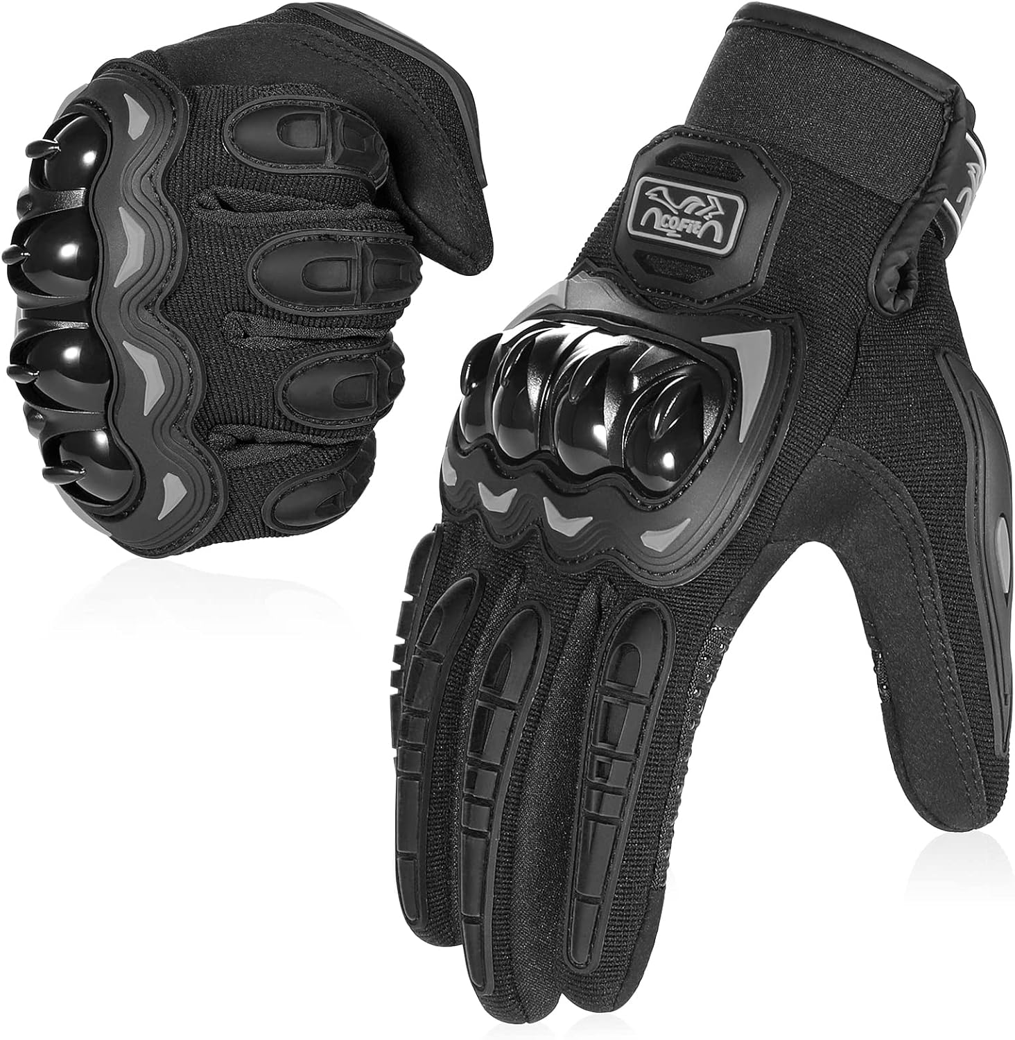 COFIT Motorcycle Gloves for Men and Women, Full Finger Touchscreen Motorbike Gloves for BMX ATV MTB Riding, Road Racing, Cycling, Climbing, Motocross - Black M