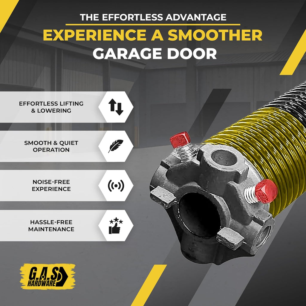 Garage Door Torsion Spring 250x1.75x33 Includes 1” Steel Bearing, Non-Slip Gloves, and Winding Bars for Left and Right Side of Garage Door Precision E-Coating 5-Year Warranty Min. 30,000 Cycles (Pair)