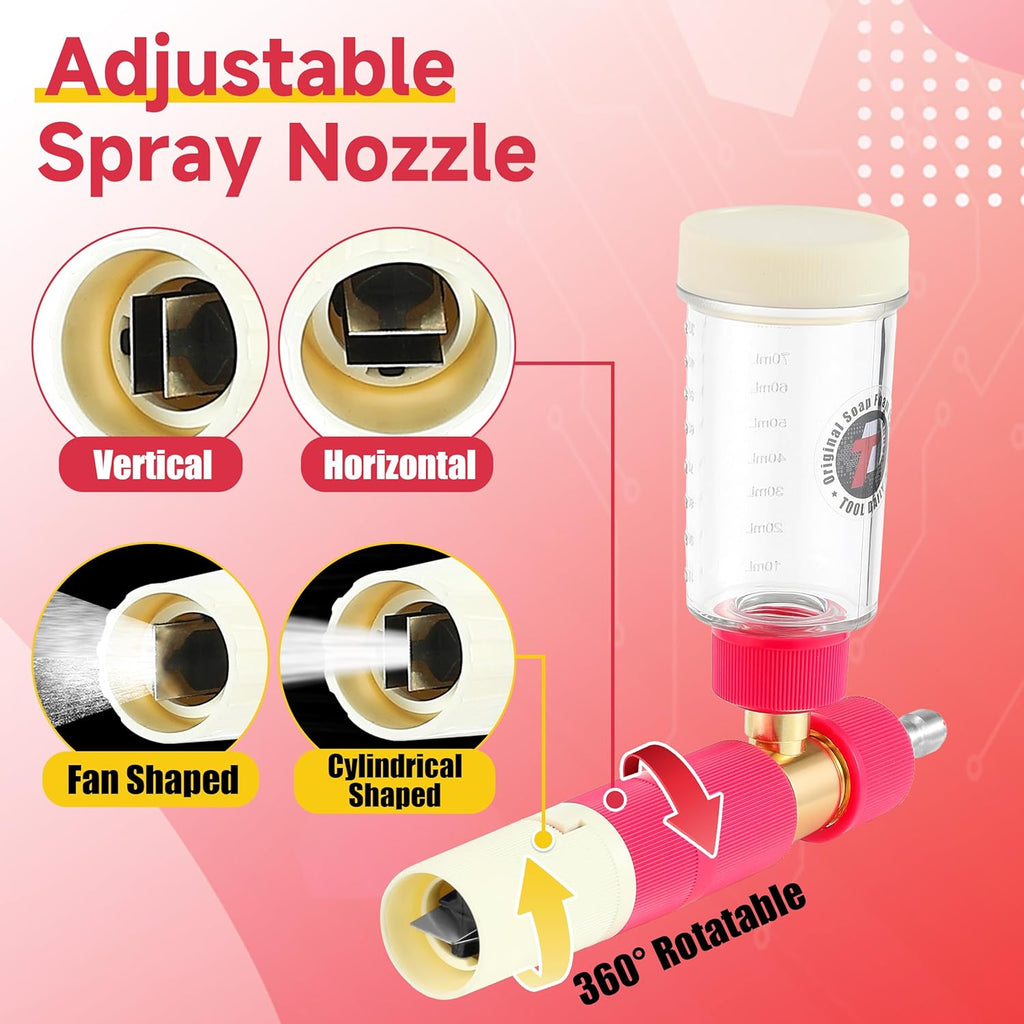 Tool Daily Foam Cannon for Pressure Washer, Original Soap Cannon for Car Washing, 5 Power Washer Spray Nozzles, 1/4 Inch Quick Connector