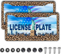 License Plate Frames Leopard Print Fun License Plate Frame Protector Cute Cheetah Texture Aluminum Metal Car Accessory 2 Pack with Screw Covers Set