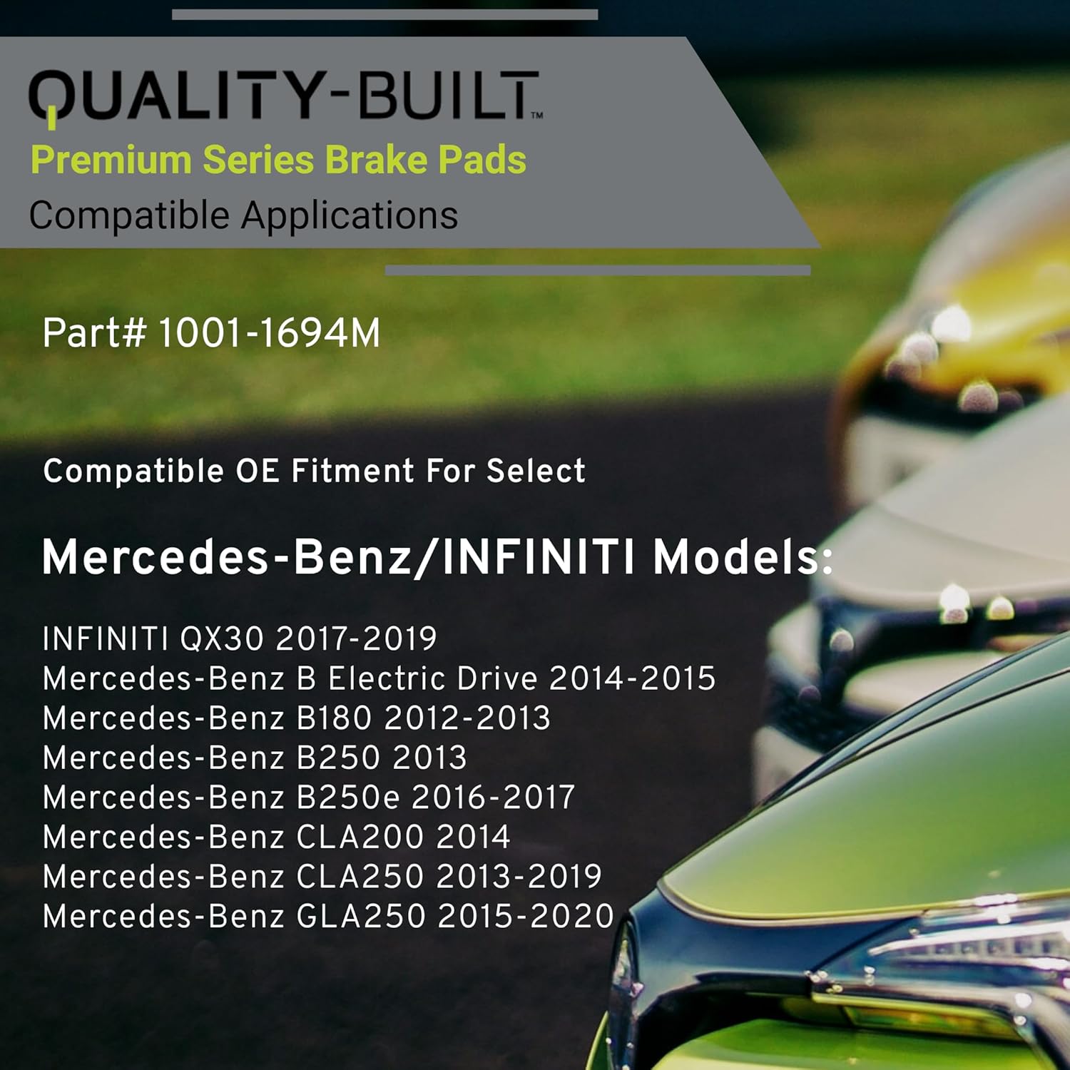 Premium Semi-Metallic Front Brake Pads (1001-1694M) Compatible with 2012-2020 INFINITI/Mercedes-Benz (B Electric Drive/B180/B250/B250e/CLA200/CLA250/GLA250/QX30)