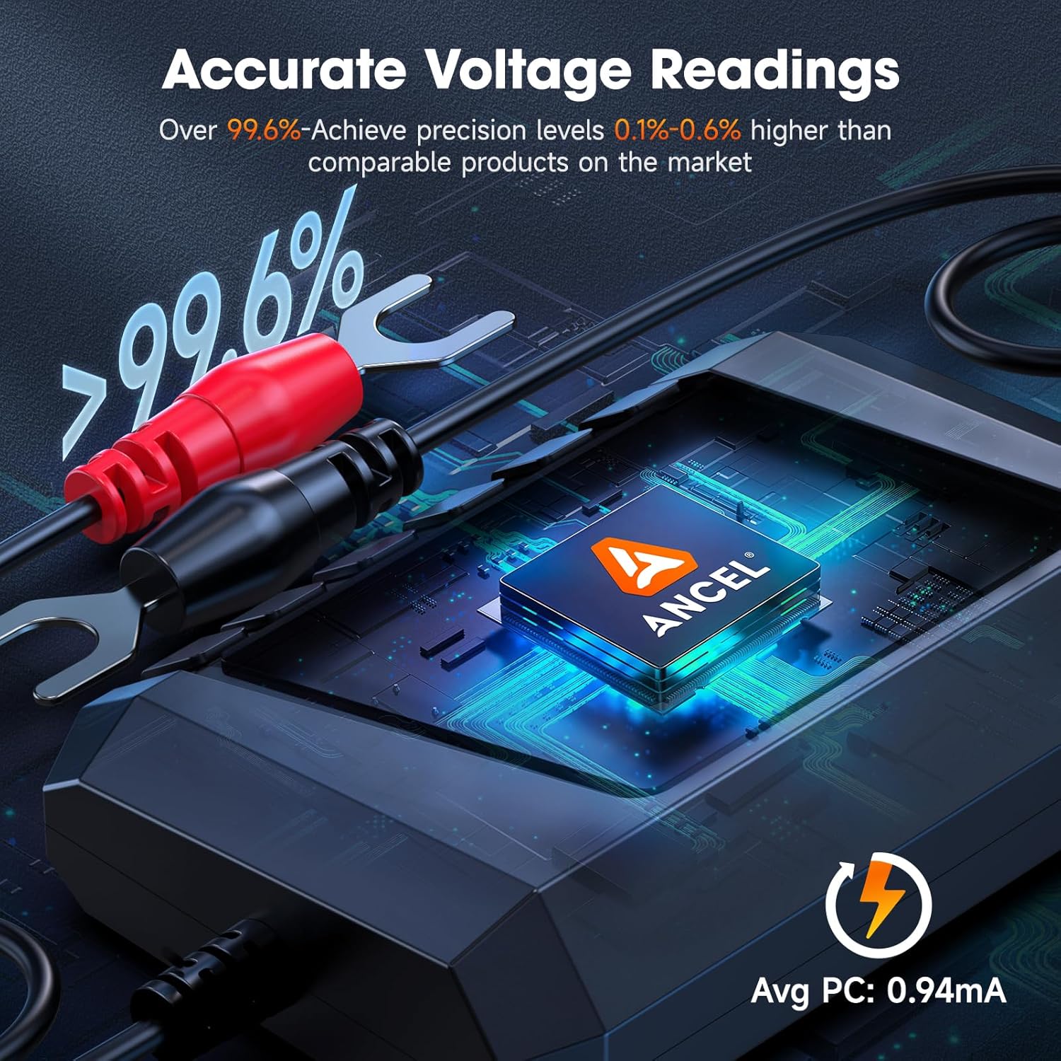 (Upgraded BM300) ANCEL BM300 Pro 6V 12V 24V Battery Monitor - Bluetooth 5.3 Battery Monitor with Charging, Cranking System Test & Alarm - IP67 Waterproof Voltmeter for Trucks, Cars, Motorcycles, Boats