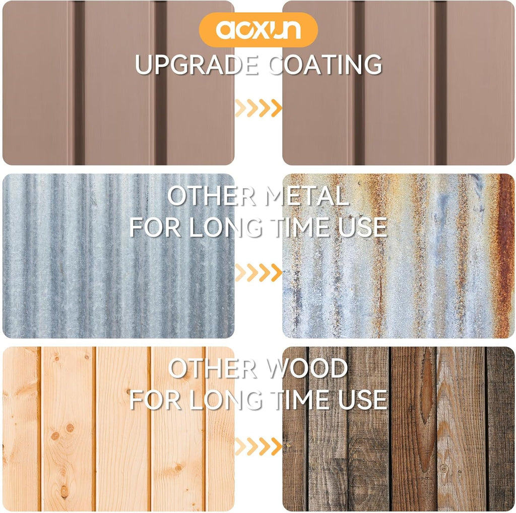 Aoxun 6x3.9 FT Shed Metal Outdoor Storage Shed Garden Shed with Lockable Doors Tool Shed Bike Shed for Backyard, Patio, Poolside (Brown)
