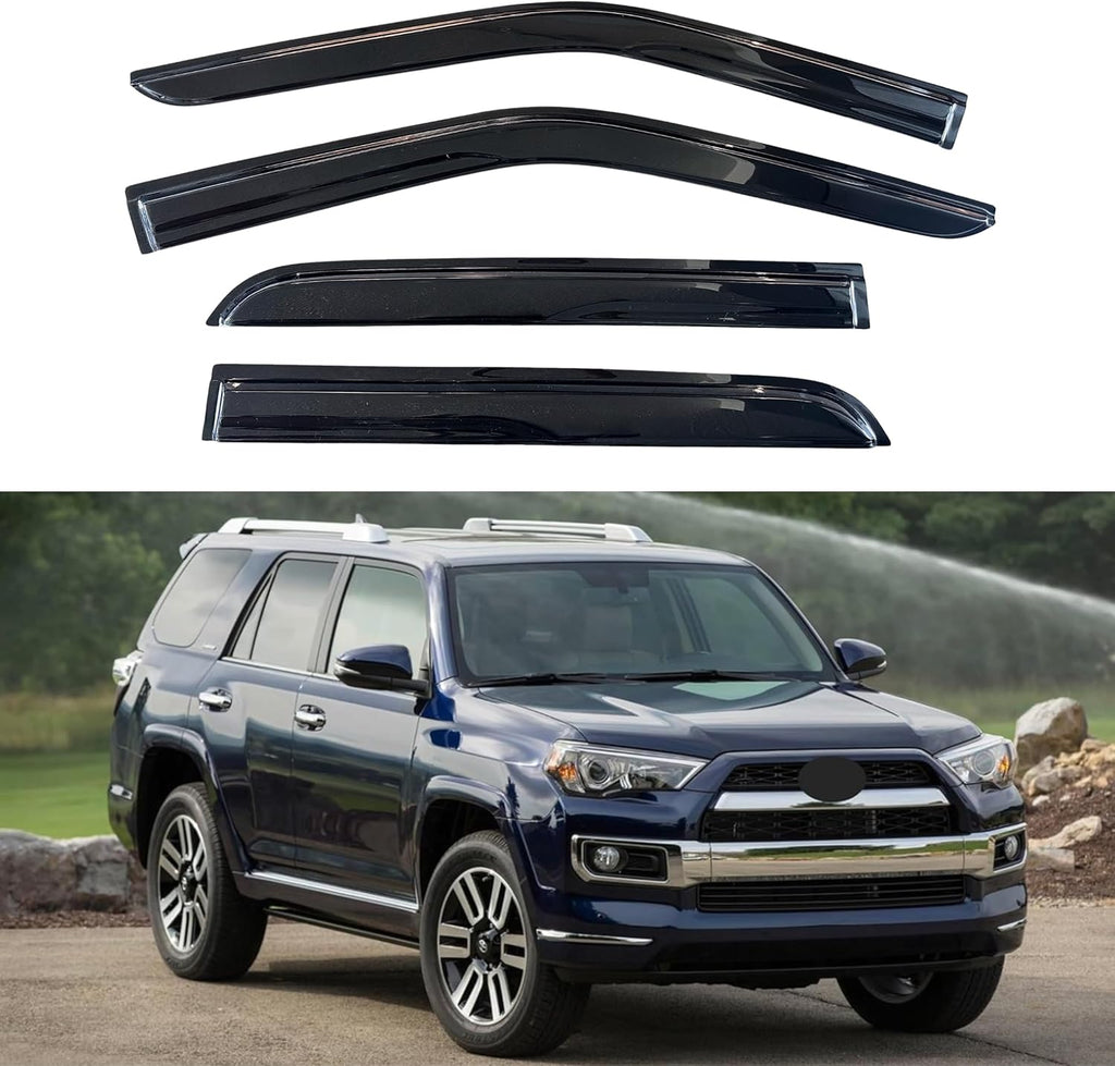 KPY Window Visor Compatible with Toyota 4Runner 2010-2024, 4PC Rain Guard Side Window Vent Deflectors Tape-On Mugen Style, 2010 2011 2012 2013 2014 2015 2016 2017 2018 2019 2020 2021 2022 2023 2024