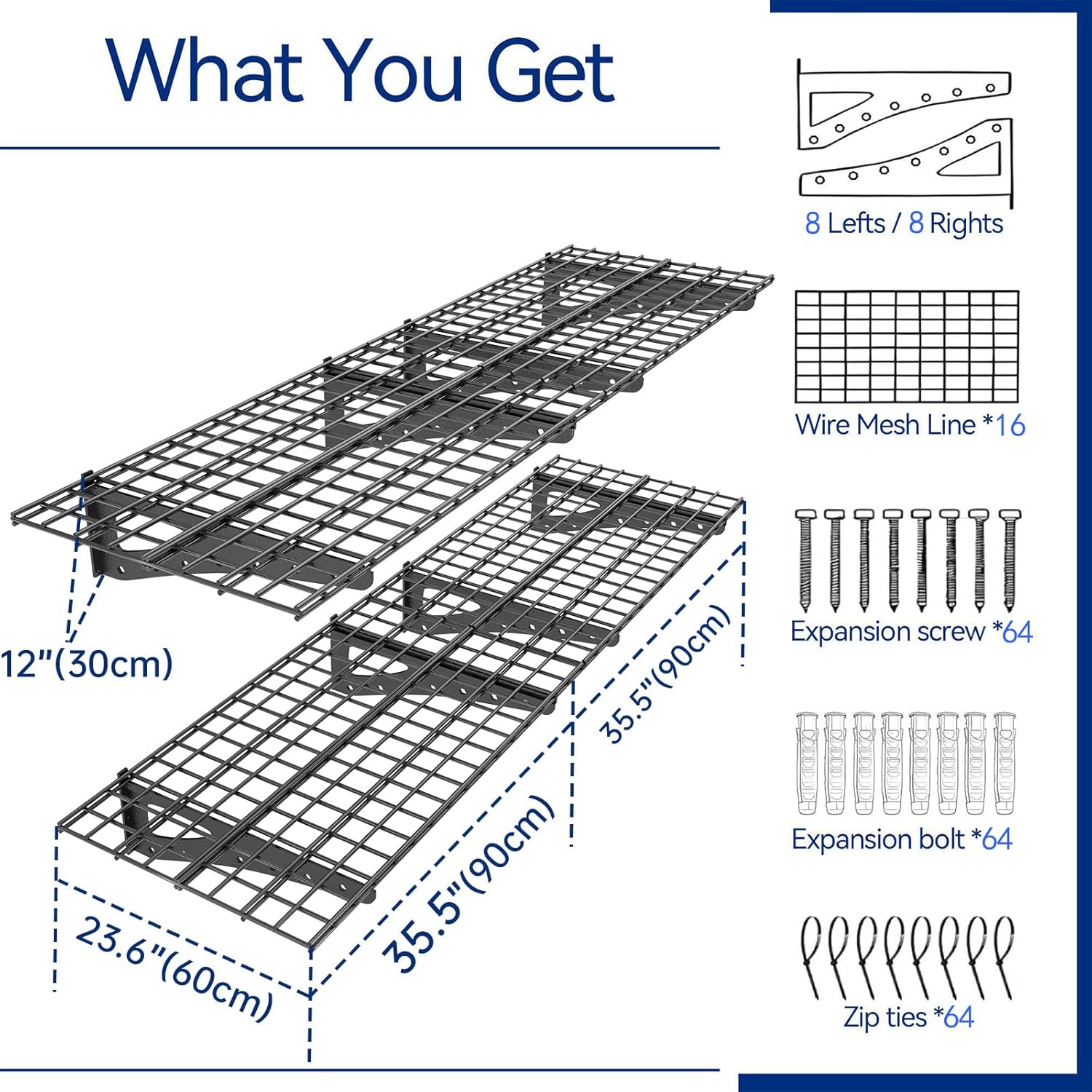 4Pack 2x6ft Garage Shelving Wall Mounted, 2400 Lbs Heavy Duty Garage Wall Shelving Storage Shelves for Basement, Laundry Room, Heavy Duty Floating Shelves Holds Up to(Black), 70.86" x 23.6"