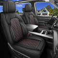Car Seat Cover Custom Fit for Dodge Ram 1500 2500 3500 2002-2025 Faux Leather Seat Cover Set Compatible with Crew Quad Regular Cab Pickup Truck Cushions (Black Redline, Full Set, Curved Rear)