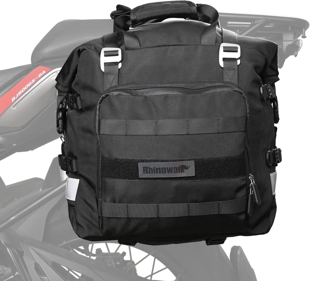 Rhinowalk Waterproof Motorcycle Saddlebags Luggage Bags 20L Quick Release for Adventure & Sport Bikes, Black (1 Pack)