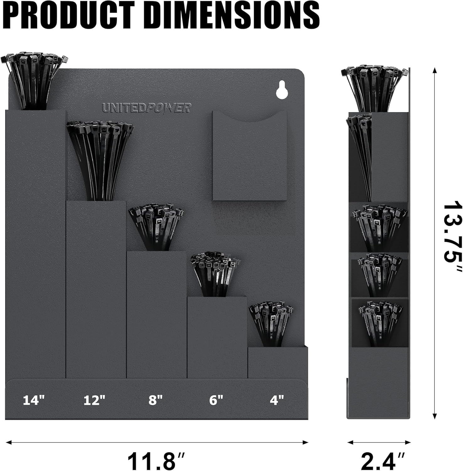 UNITEDPOWER Cable Tie Holder, Wall Mount Storage Rack Organizer for Workshop, Shed, Garage, Home, Fit Various Lengths Zip Tie