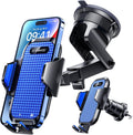 VANMASS Ace Car Phone Holder Mount New Upgraded [Military Steel Hook & Super Suction Cup] Handsfree Cell Phone Holder Car Dash Windshield Air Vent Stand for iPhone 14 13 12 Pro Max Samsung Truck,Blue