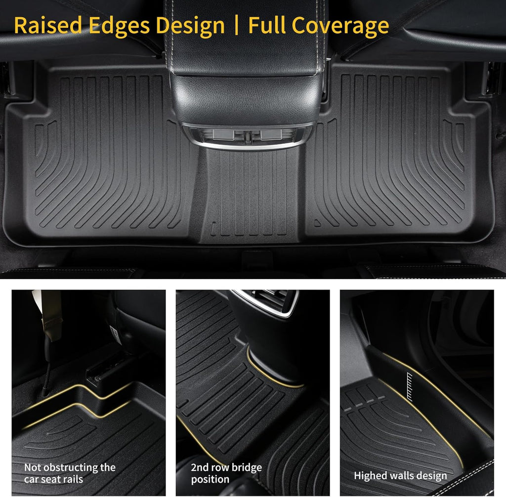 GINOWY- Floor Mats & Cargo Liner for Mazda CX50 2023-2025, TPE All Weather Protection 2024 CX50 Car Mats Waterproof Non-Slip Trunk Mat CX-50 Automotive Accessories Black