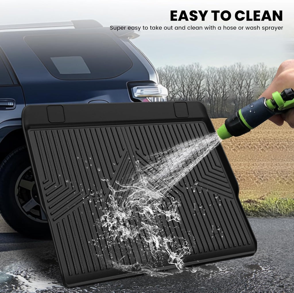 LASFIT Trunk&Seatback Mats for Toyota 4Runner 2013-2024 (5 Seats),All Weather TPE Custom Fit Floor Liner for 4 Runner 5th gen 2 Row Car Mats, Black(Not fit Equipped Sliding Cargo Tray Option)