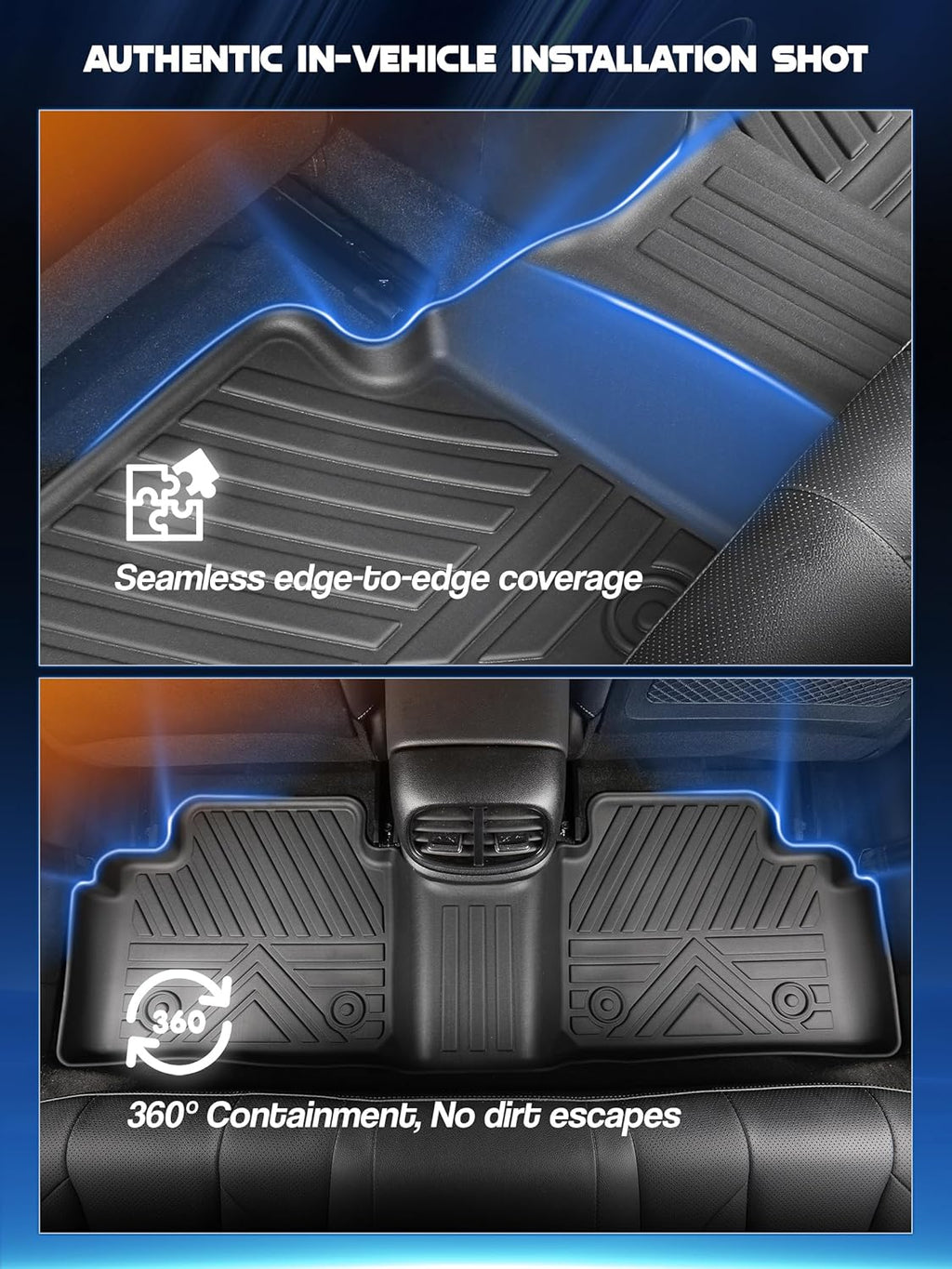 Car Floor Mats for Hyundai Elantra 2021-2025 (Not for Hybrid) & Elantra N 2022-2025 Accessories,TPE All Weather Protection Floor Mats,Custom Fit 1st&2nd Row Car Floor Liners Set,Black