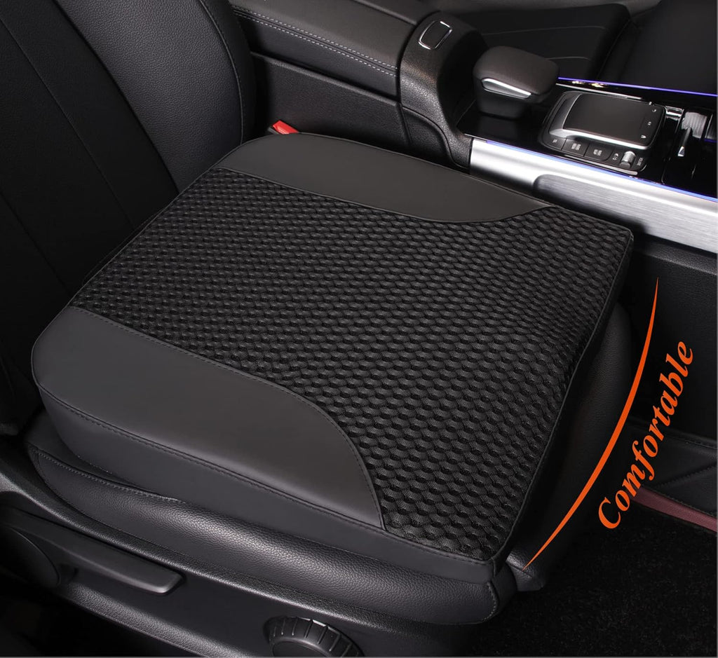 kingphenix Premium Car Seat Cushion, Memory Foam Driver Seat Cushion to Improve Driving View- Coccyx & Lower Back Pain Relief- Seat Cushion for Car, Truck, Office Chair (Black Mesh Cloth)