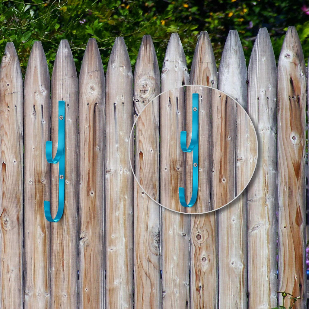 6 Pieces Pool Pole Hook Hanger Swimming Metal Brackets Pool Hook with 12 Pieces Screws for Telescopic Poles, Skimmers, Leaf Rakes, Net, Brush, Vacuum Hose, Garden and Pool Accessories (Blue)