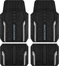 Skechers Heavy Duty Rubber Car Mats Full Set, All Weather Floor Mats, Waterproof Trim to Fit Universal Floor Liner, Automotive Floor Mats for Cars Trucks SUV, Sliver