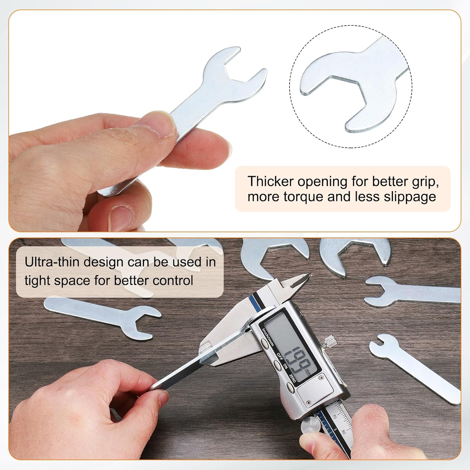 HARFINGTON 10pcs Small Wrench Open End Wrench 12x70x1.5mm Metric U-Shaped Single Open Ended Spanner Super Thin Small Flat Head Galvanizing Wrench for Automotive Repair Furniture Assembly