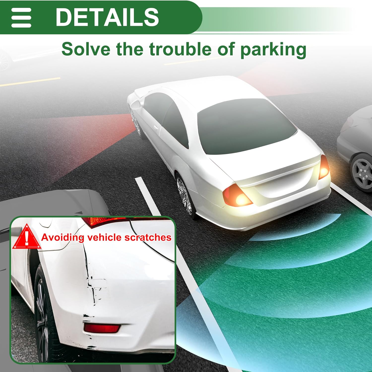 Motoforti Universal Car Auto Vehicle Reverse Backup Radar System Reverse Parking Sensors Alarm Buzzer Reminder Distance Detection Black 2 Parking Sensors