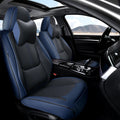 Front Seat Covers, 2 Pieces Universal Seat Covers for Cars, Waterproof Leather Auto Seat Protectors with Head Pillow, Car Seat Cushions Fit for Most Sedans SUV Pick-up Truck, Black&Navy