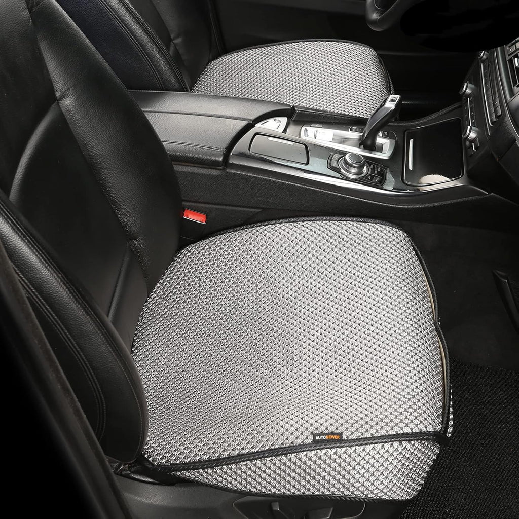 Auto Newer Breathable Universal Four Seasons Car Seat Covers， Luxury Car Seat Cushion，Protectors for Front Seat Bottoms,Compatible with 95% Vehicles， Fit for Cars Truck SUV or Vans(2PCS,Grey)