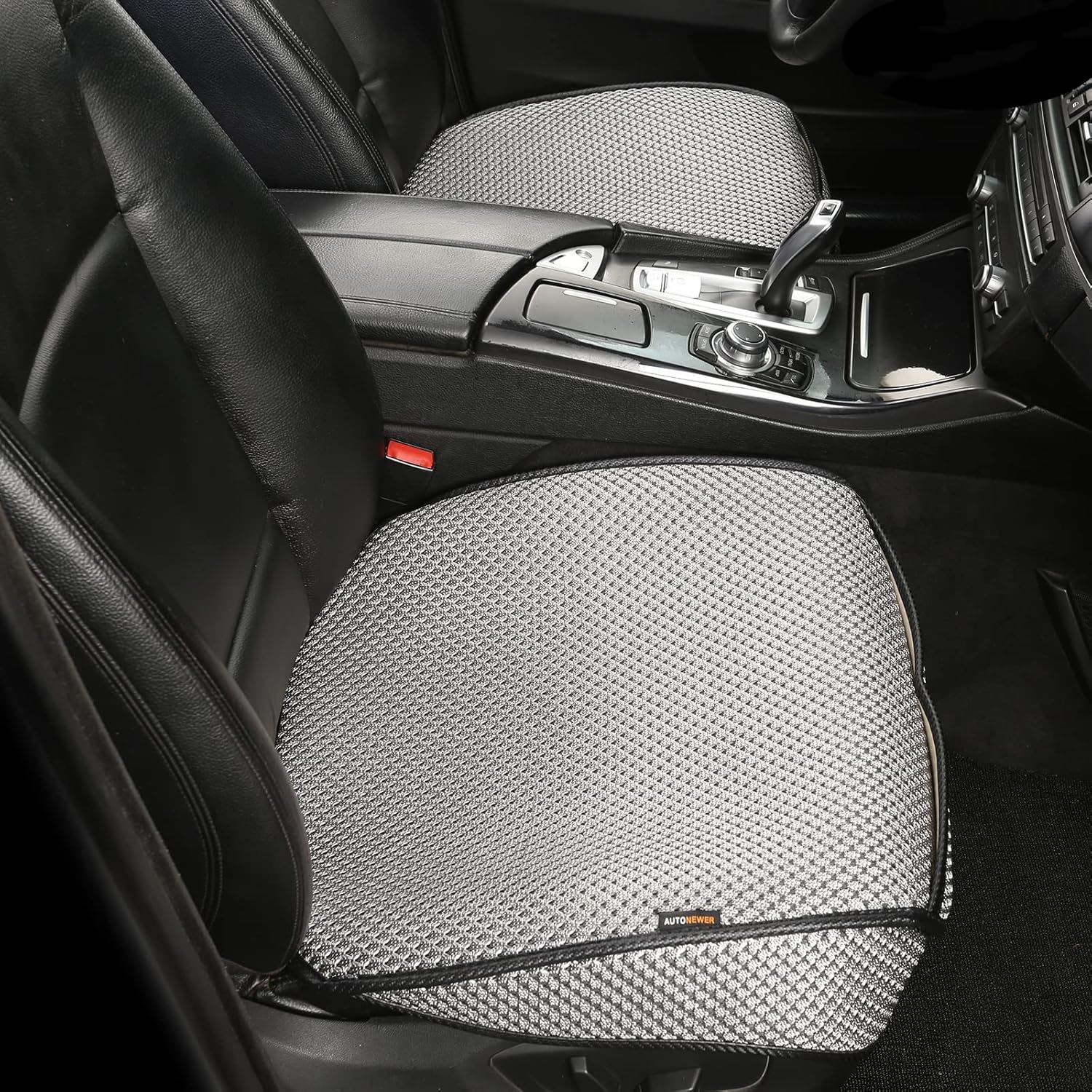 Auto Newer Breathable Universal Four Seasons Car Seat Covers， Luxury Car Seat Cushion，Protectors for Front Seat Bottoms,Compatible with 95% Vehicles， Fit for Cars Truck SUV or Vans(2PCS,Grey)
