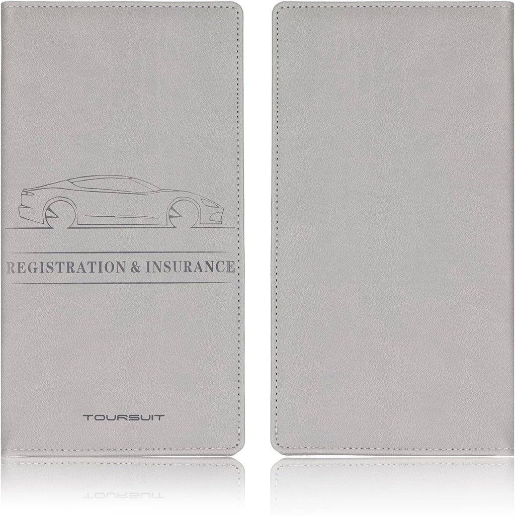 TOURSUIT Car Registration and Insurance Card Holder, Vehicle License Document Glove Box Compartment Organizer, Interior Car Accessories for Women Men Teens (Grey)