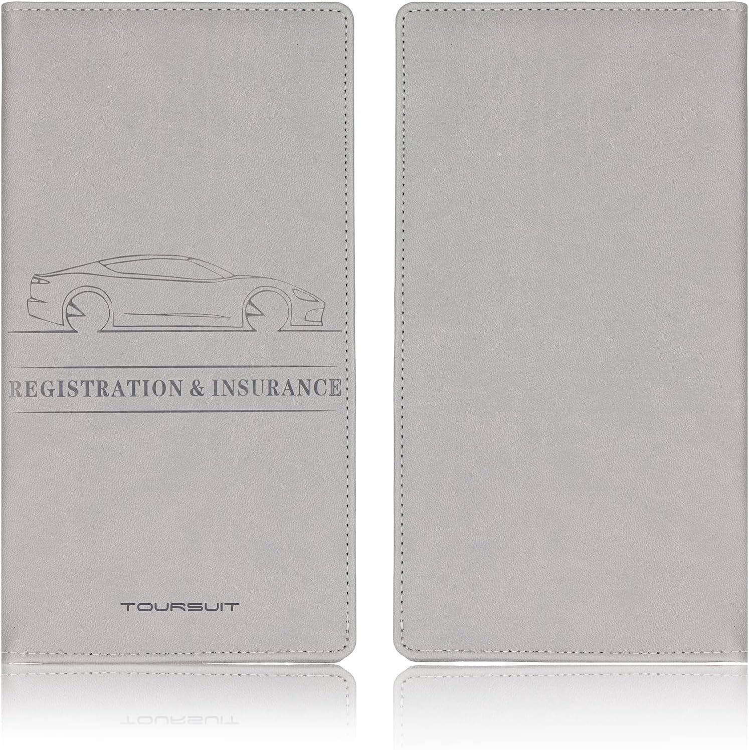 TOURSUIT Car Registration and Insurance Card Holder, Vehicle License Document Glove Box Compartment Organizer, Interior Car Accessories for Women Men Teens (Grey)