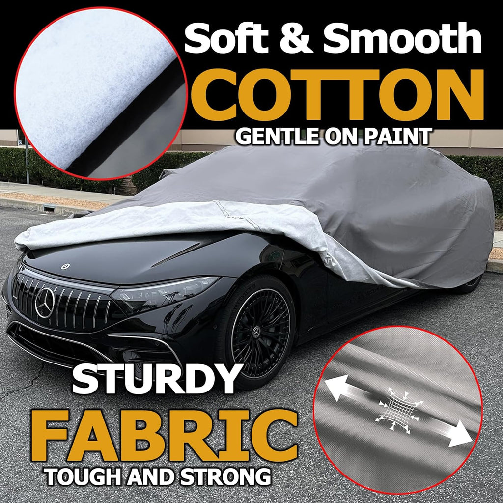 All Weather Waterproof car Cover Good for rain Snow uv Protection dust Large Sport Sedan CTS A7 Ghibli Gran Coupe CT5 A6 Trans Am Firebird Gray