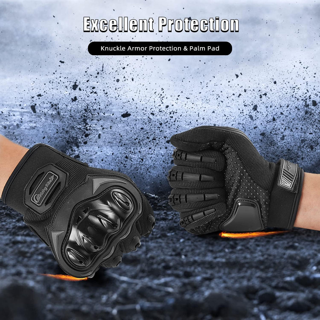 Motorcycle Gloves for Men and Women Full Finger Touchscreen Mountain Dirt Bike Gloves for Powersports BMX ATV MTB Driving Motocross Cycling Gloves(M, Black)