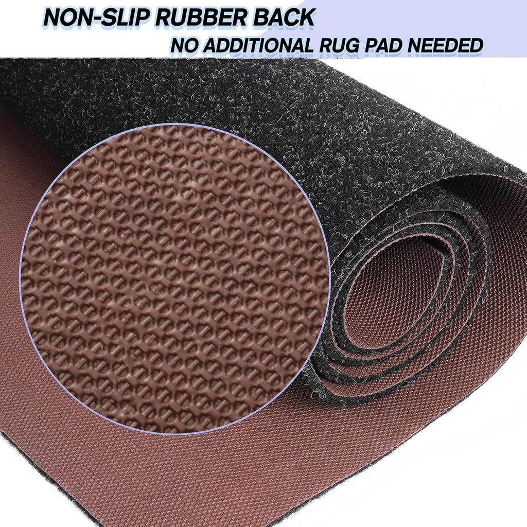 Custom Size Backed Non-Slip Area Rugs Runner, Easy Clean, Waterproof Runner Rugs for Hallway Entryway, Kitchen, Laundry, 2FT x 36FT, Black