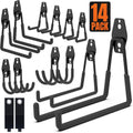 HUHOLE 14PC Garage Hooks Heavy Duty, Utility Garage Storage Hooks, Wall Mount Hook with Anti-Slip Coating for Hanging Ropes, Bikes, Ladders and Bulk Items