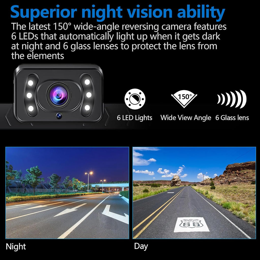 7inch Monitor with IP69 Waterproof Night Vision Backup Camera Easy to Install,HD 1080P delay Free Picture Quality Suitable for Cars, Trucks SUVs etc.