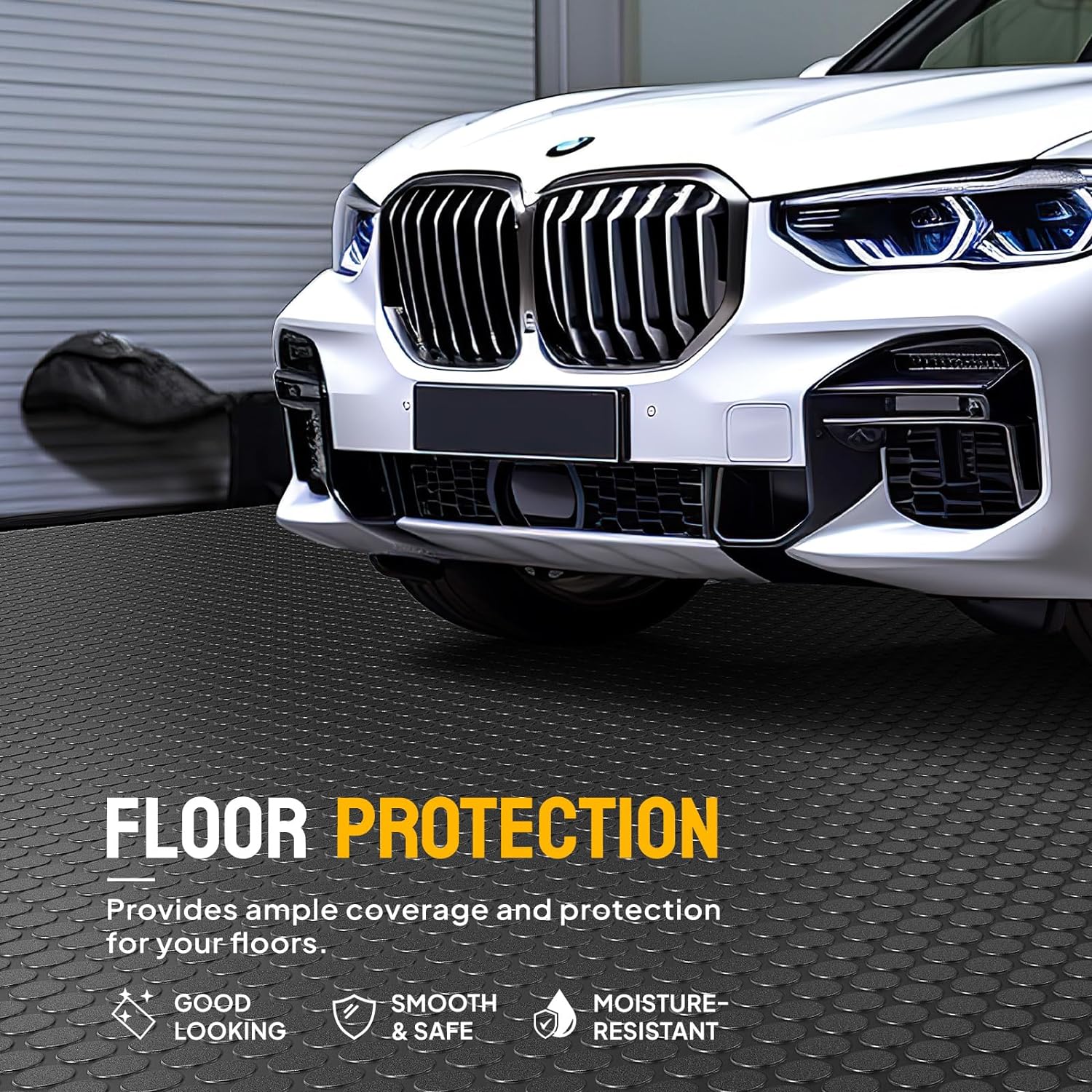 TUFFIOM 7.5 x 17 FT Garage Floor Mat, Thickened Coin Plate PVC Garage Mats Flooring Roll for Under Car, Garage Car Parking Mats for Compact SUVS, Sports Car