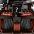 Custom Personalized Floor Mats for Cars，Luxury Full Coverage All Car Floor Mats，Anti-Slip Leather Car Mat Set ，Custom Floor Mats for 99% of Cars, Trucks & SUVs. (Light Brown and Black)