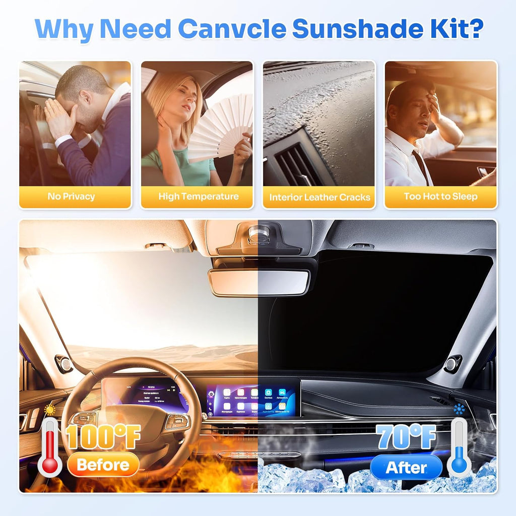 Sunshades for 2025 2026 Kia K4 Accessories Windshield Sun Shade Side Rear Window Shade Cover Sun Visor Shield Privacy Protection for Camping Keep Vehicle Cool Black 7PCS
