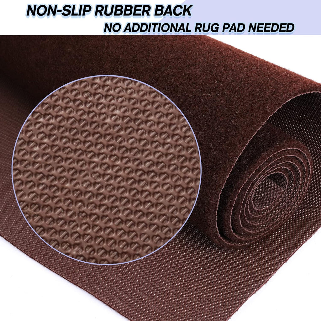 Custom Size Backed Non-Slip Area Rugs Runner, Easy Clean, Waterproof Runner Rugs for Hallway Entryway, Kitchen, Laundry, 3FT x 44FT, Brown