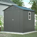 Outdoor Storage Shed, 6 X 6ft Metal Galvanized Steel Garden Shed with Floor Frame, Utility Tool Shed Storage House for Backyard, Patio, Lawn