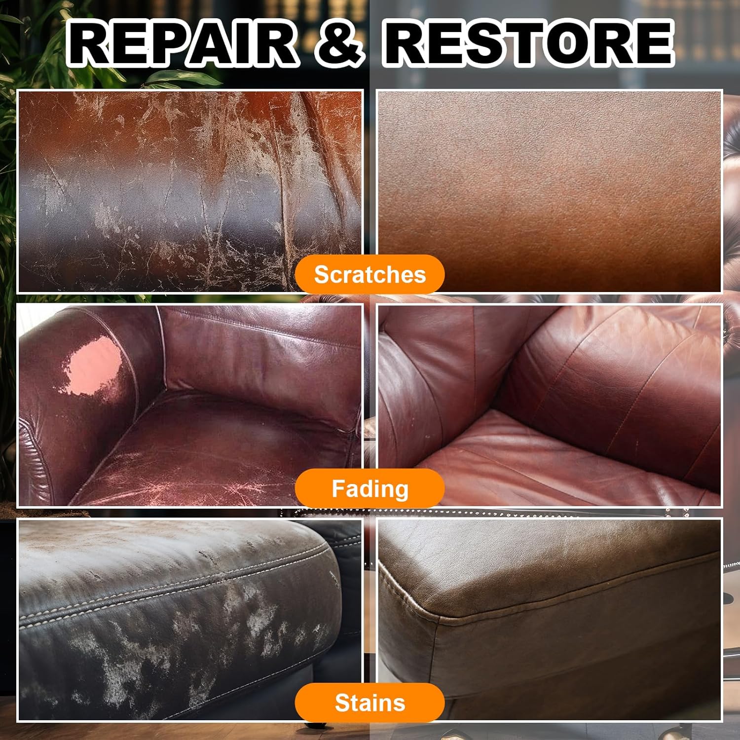 Leather Scratch Repair Balm-Leather Color Restorer for Couches Leather Scratch Remover for Carseat Boots Leather Couch Scratch Repair Couches (Black)